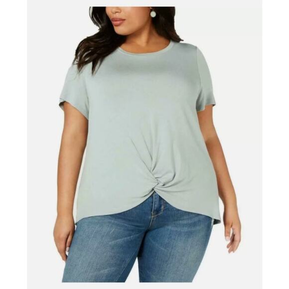 Style & Co Twist High-Low Hem Top - Mint Haze Large - Picture 1 of 3